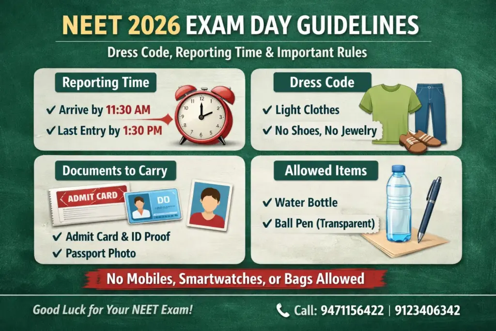 NEET 2026 exam day instructions