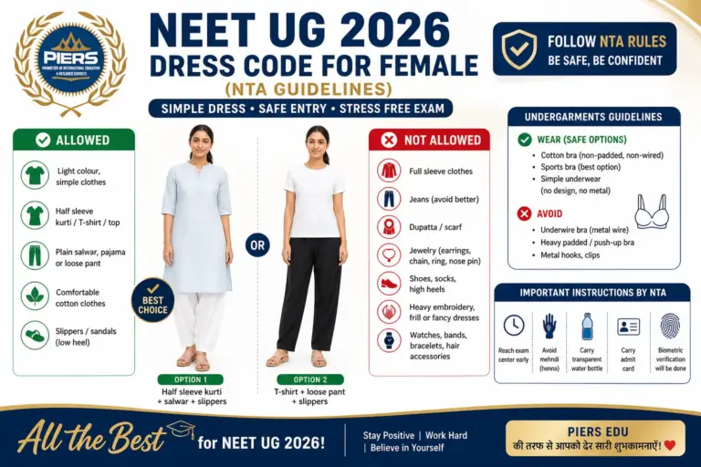 📝 NEET UG 2026 Dress Code for Female (NTA Guidelines)
