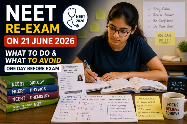 NEET Re-Exam on 21 June 2026: What To Do And What To Avoid One Day Before Exam