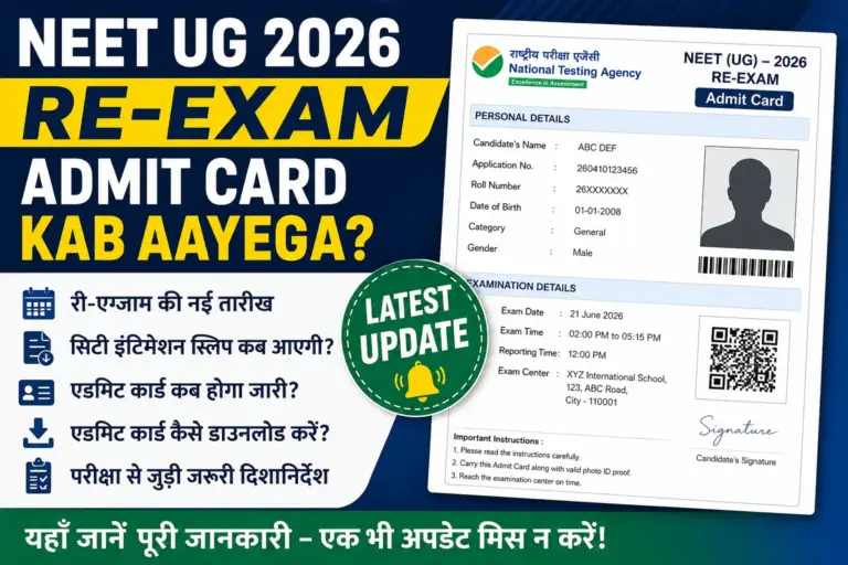 NEET UG 2026 Re-Exam Admit Card Date