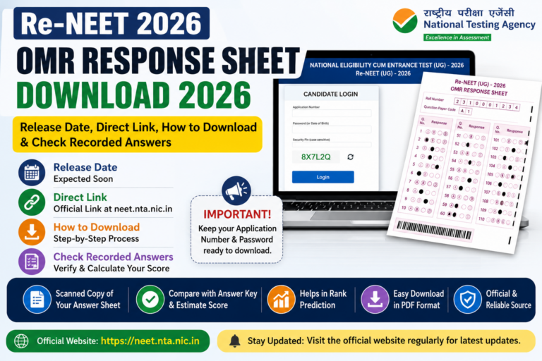 Re-NEET OMR Response Sheet Download 2026: Release Date, Direct Link, How to Download & Check Recorded Answers