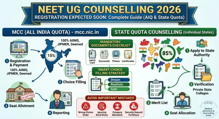 NEET UG Counselling 2026 Registration Expected Soon: Complete MCC & State Counselling Guide (AIQ, Choice Filling, Documents, Seat Allotment & Important Mistakes)
