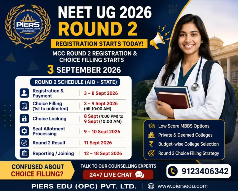 MCC NEET UG 2026 Round 2 Registration आज से शुरू: Choice Filling, Dates, Eligibility, Private & Deemed MBBS Strategy