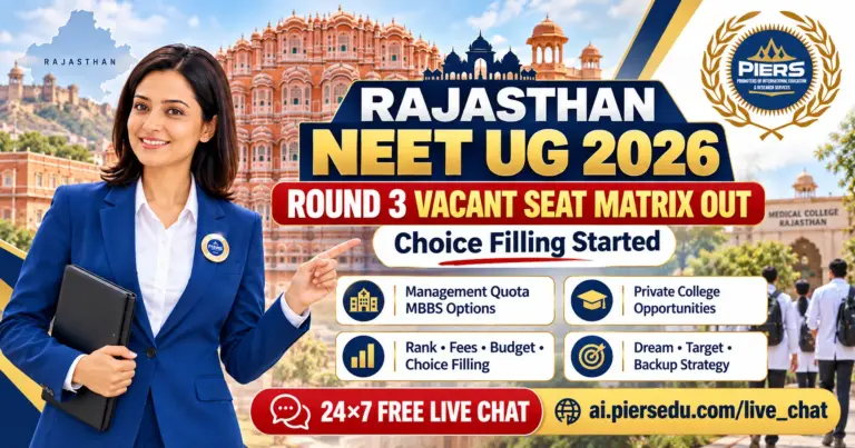 Rajasthan NEET UG 2026 Round 3 Vacant Seat Matrix Out: Choice Filling शुरू, Management Quota में कौन से MBBS Options मिल सकते हैं? Rank, Fees & Strategy Guide