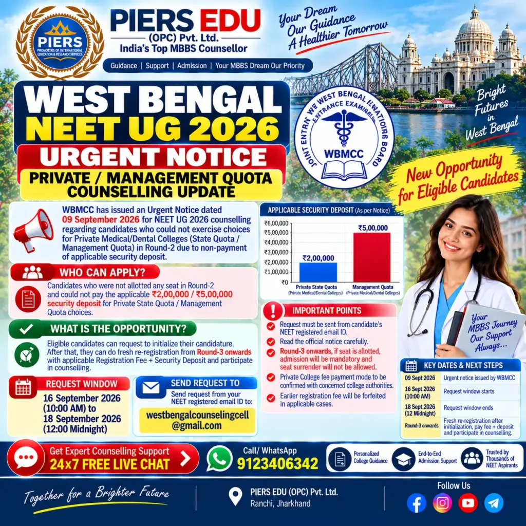 West Bengal NEET UG 2026 Counselling Update